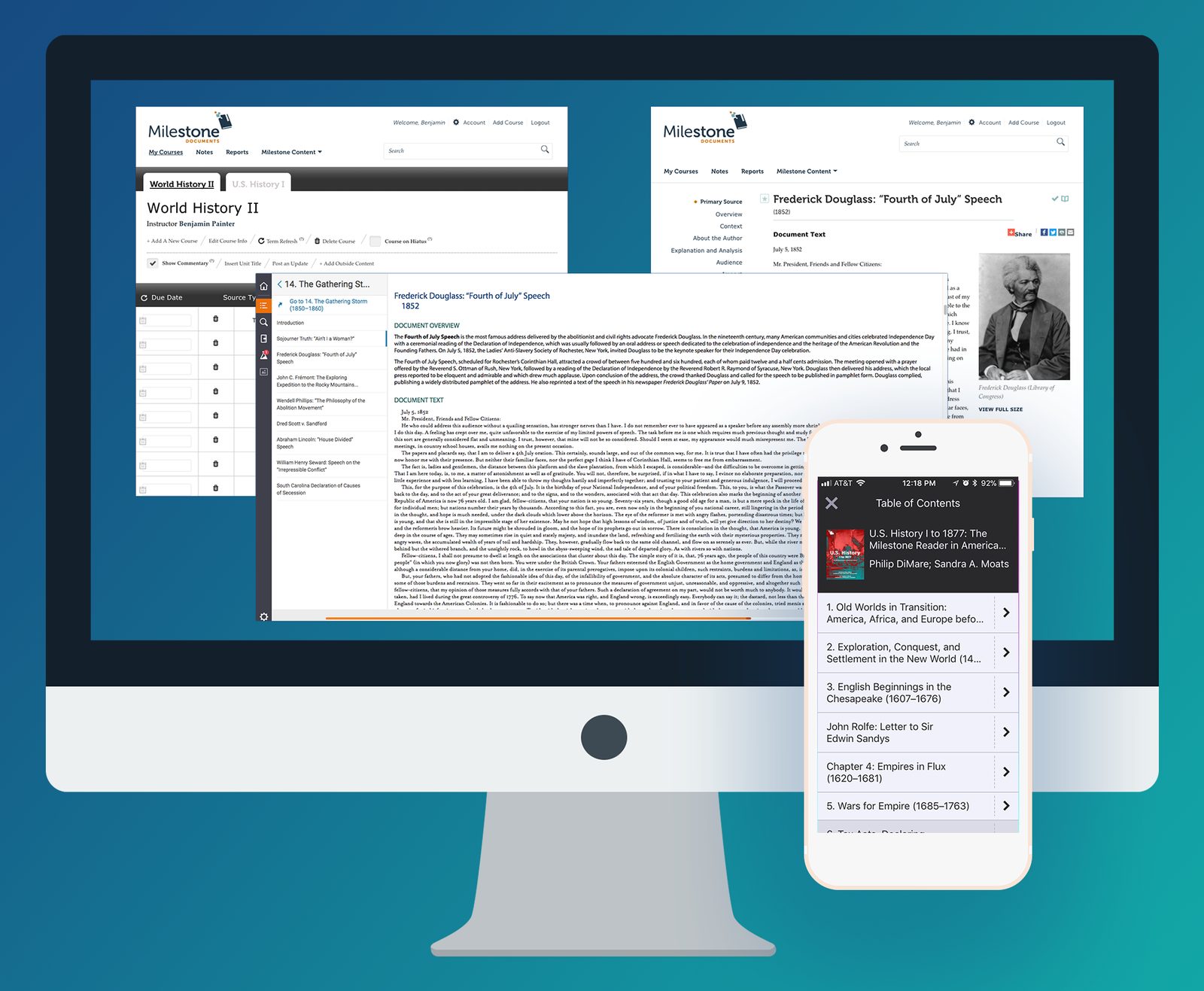 The Milestone Documents platform on desktop and phone